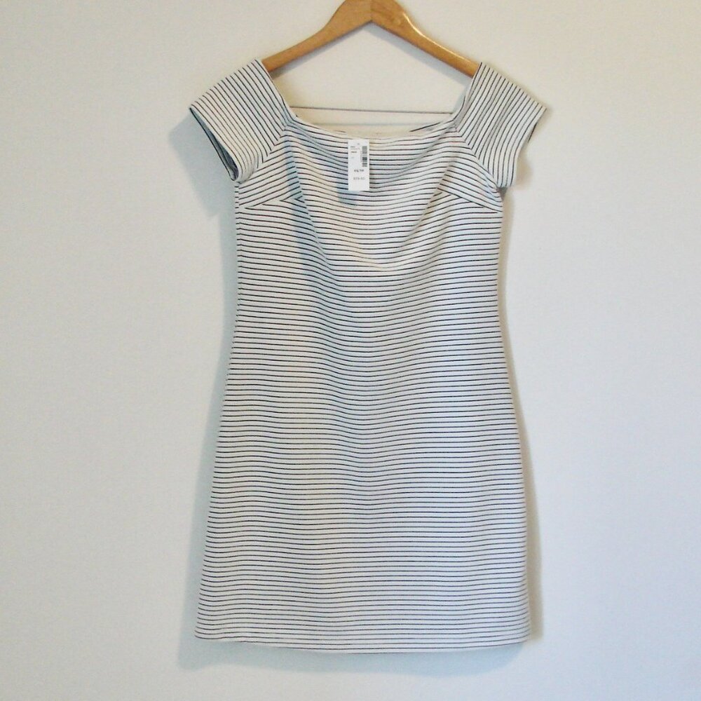 Black White Nautical Mini Dress Striped Short Sleeve Stretch NEW NWT XS X Small